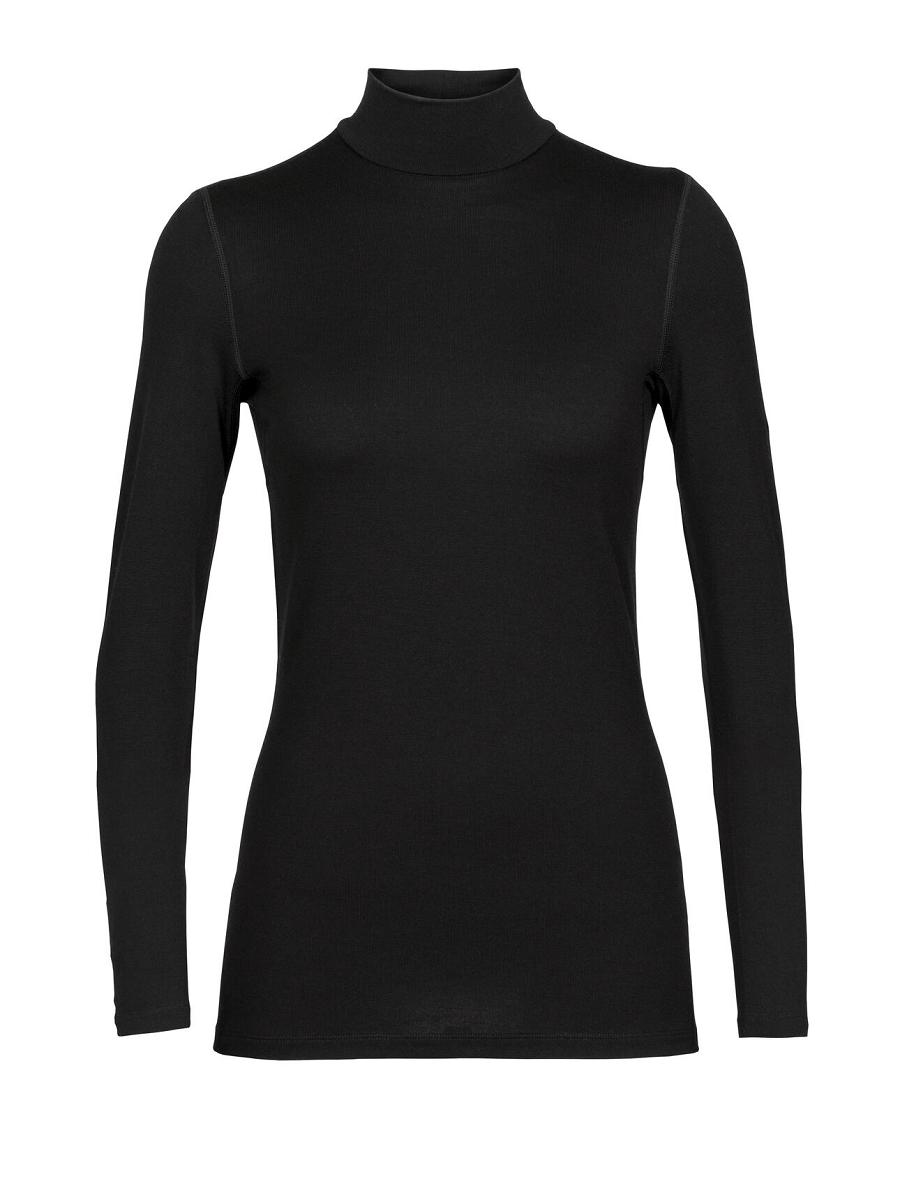 Black Women's Icebreaker Merino 260 Tech Long Sleeve Turtleneck Base Layers | USA 1828TCEV